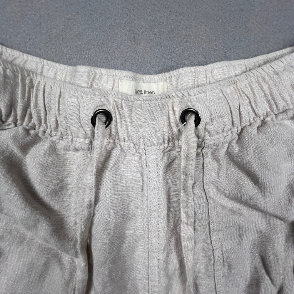 C&C California Linen Shorts Womens S Beige Elastic Drawstring Casual Beach Boho - Picture 3 of 7